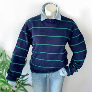 v i n t a g e :: Preppy Striped Slouchy Grandpa Knit Sweater